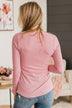 Give Your Best Long Sleeve Henley Top- Light Pink