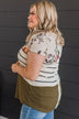 Perpetual Bliss Color Block Top- Ivory & Olive