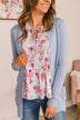 Kind Regards Floral Babydoll Blouse- Light Blue & Magenta