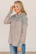 Just Can't Wait Cowl Neck Top- Grey & Dusty Pink
