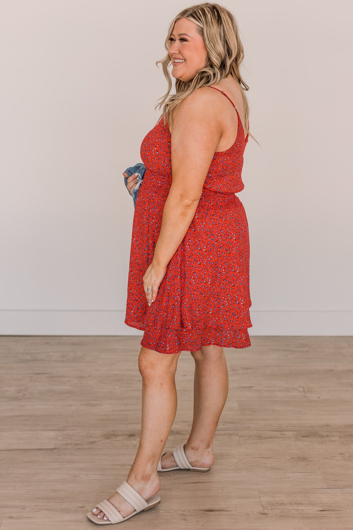 In All Honesty Floral Dress- Red
