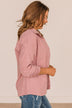 Timeless Memories Corduroy Knit Shirt Jacket- Pink