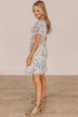 Destined To Fly Smocked Floral Dress- Ivory & Blue