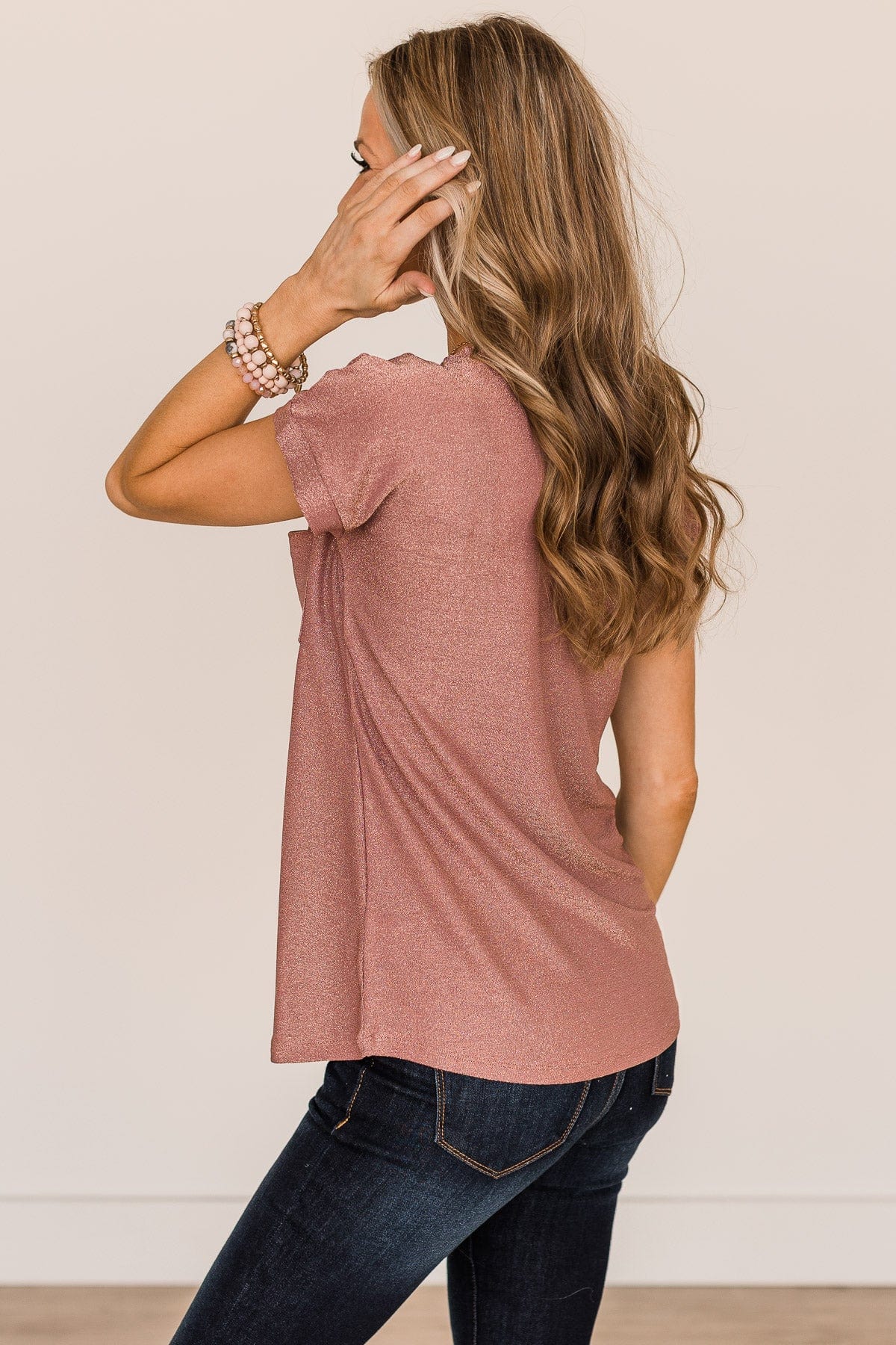 Free To Shine V-Neck Pocket Top- Pink