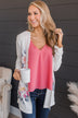Happiness Guaranteed Floral Knit Cardigan- Ivory & Pink