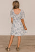 Destined To Fly Smocked Floral Dress- Ivory & Blue