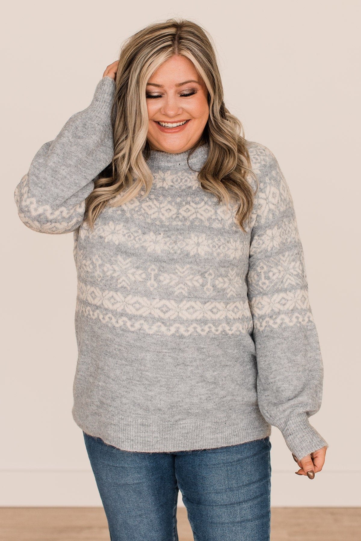 Winter Wonders Knit Sweater- Grey