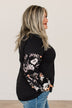 One To Remember Floral Sleeve Top- Black