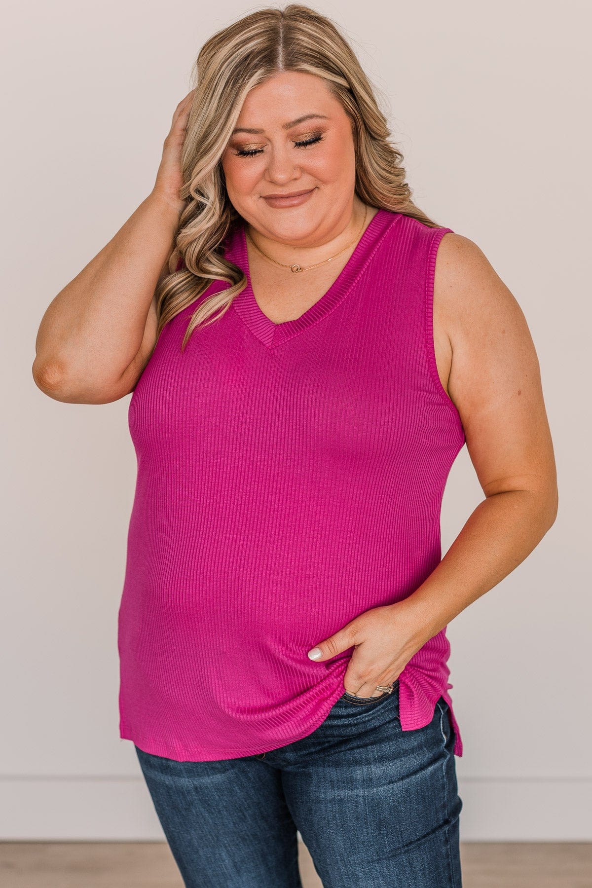 Never Without Your Love Tank Top- Fuchsia