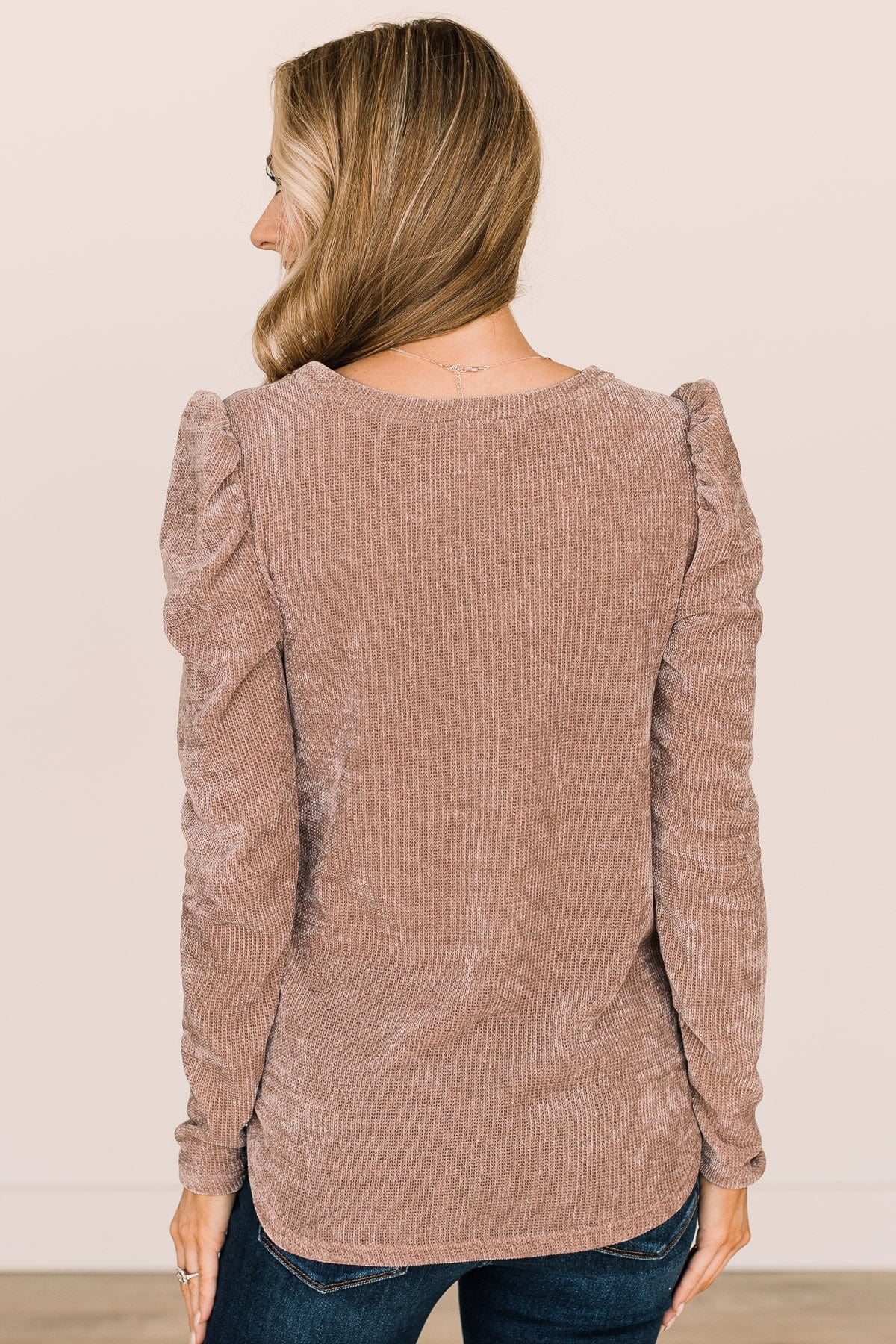 Authentic Style Puff Sleeve Top- Taupe