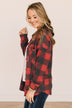 Cozy At The Cabin Plaid Button Top- Red