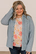 Never Letting Go Button Top- Dusty Blue