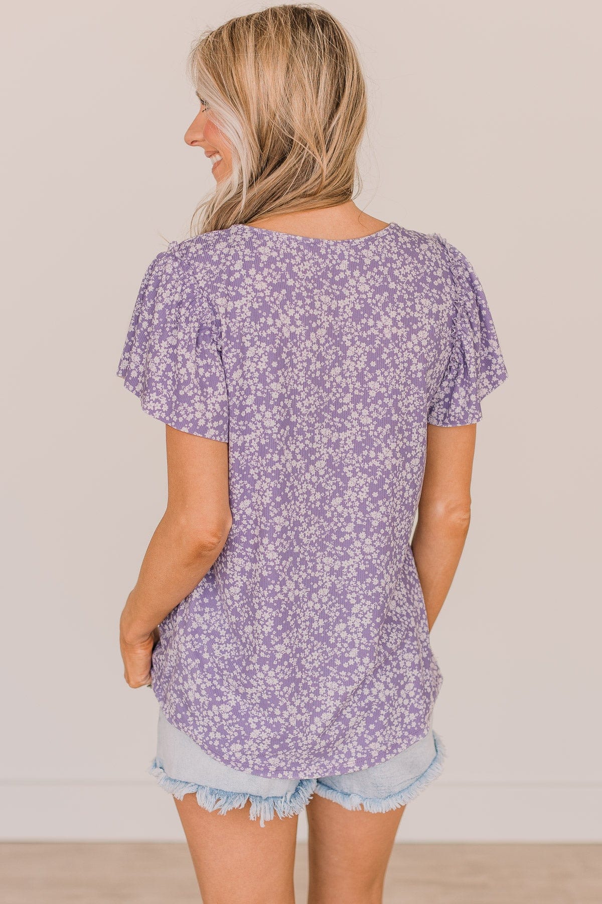 Live For The Highlights Floral Top- Purple