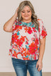 Excellent Taste Floral Blouse- Ivory, Red, & Turquoise