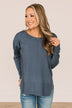 Open To Love Lightweight Knit Sweater- Denim Blue