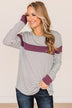 Sweet In Stripes Color Block Top- Ivory & Plum