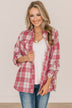Spring To Mind Plaid Button Top- Pink