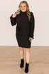 Made To Party Ribbed Knit Dress- Black