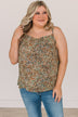 Lost In The Flowers Tank Top- Black & Sage