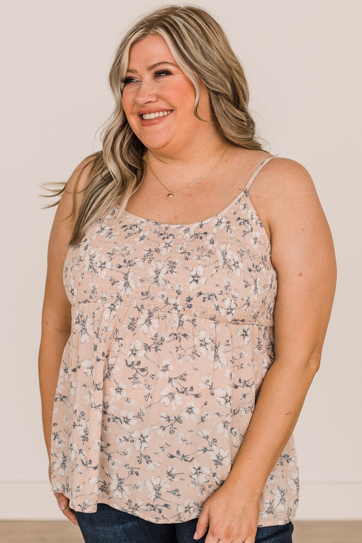Songs Of Love Floral Babydoll Tank Top- Light Dusty Pink