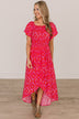 Day In The Sun Hi-Low Maxi Dress- Hot Pink & Red