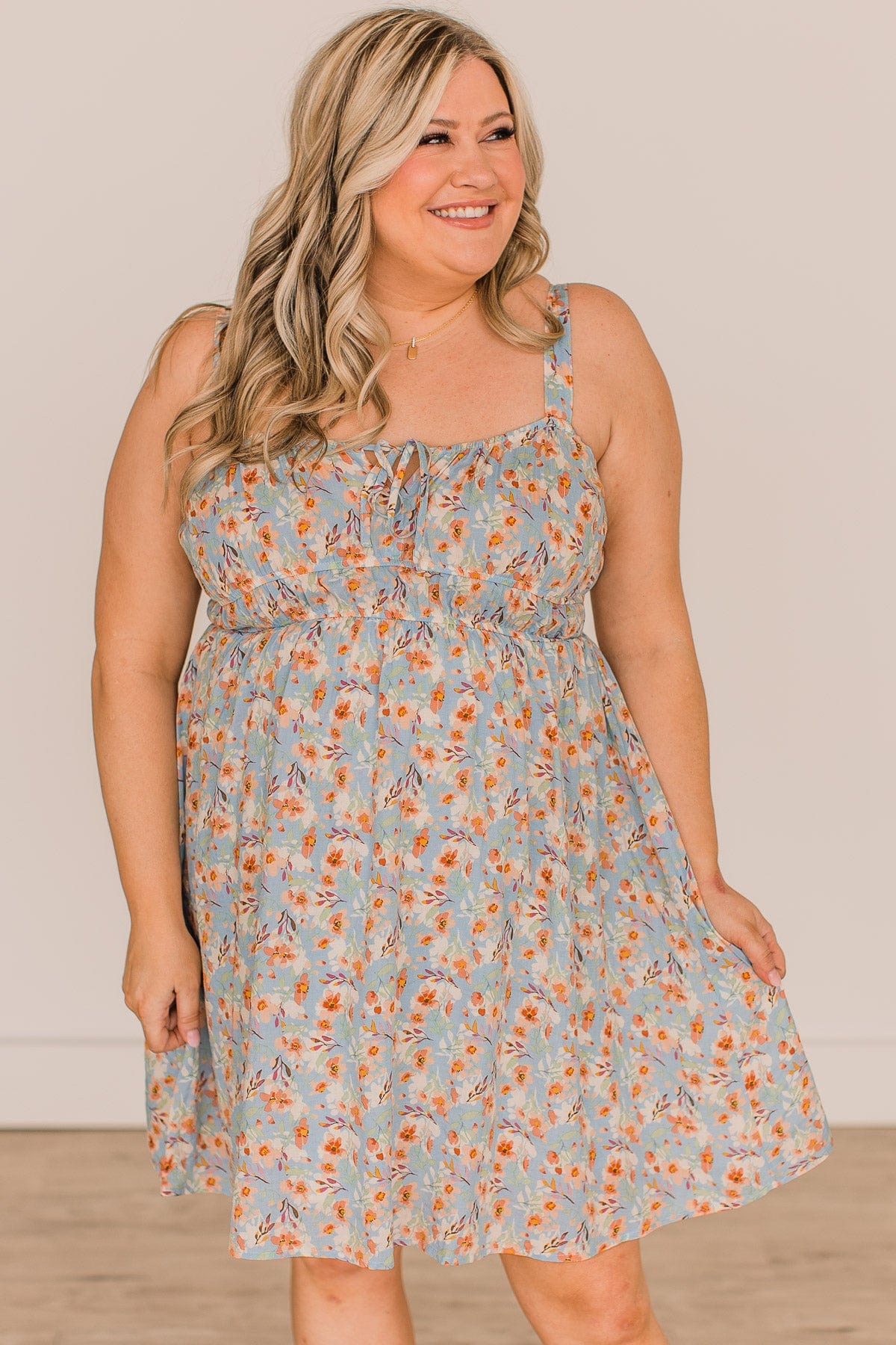 Picnic In The Park Floral Dress- Sky Blue