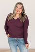 All The Possibilities Notch Knit Top- Eggplant
