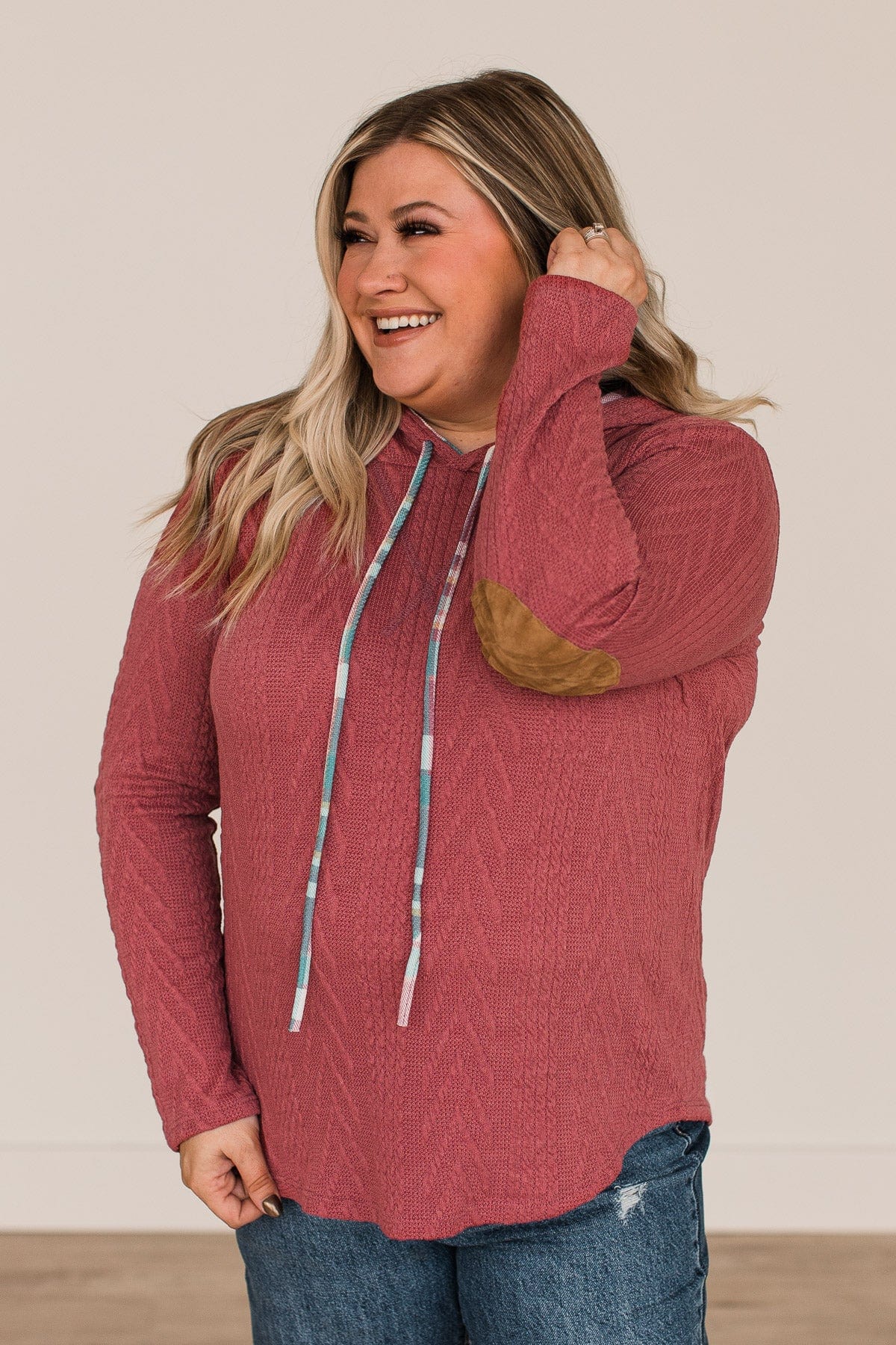 Can't Resist Hooded Knit Top- Berry