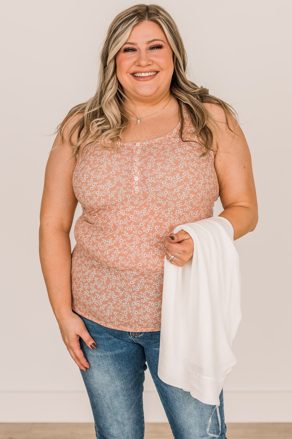 So Into You Floral Tank- Peach