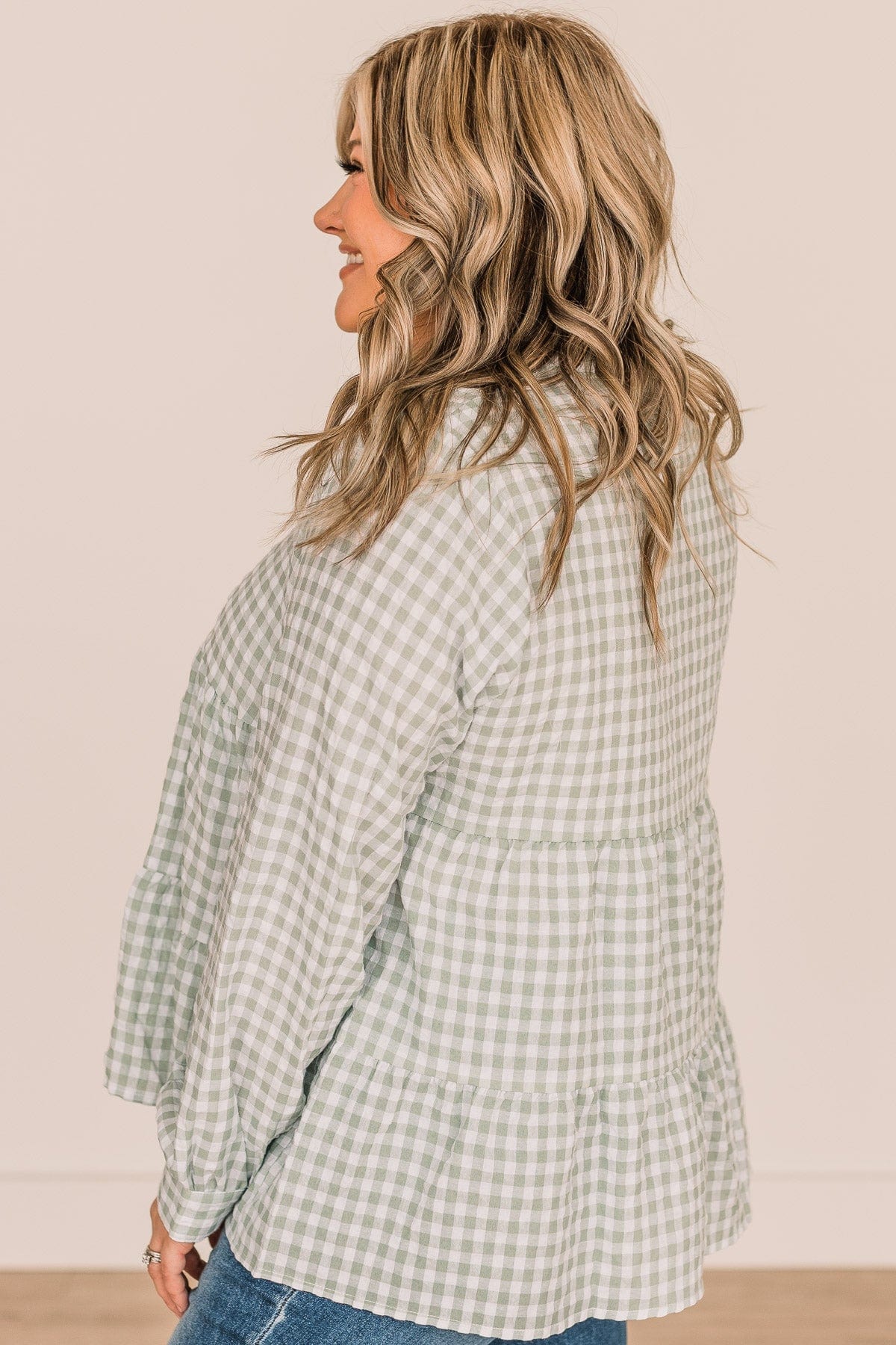What A Dream Long Sleeve Button Top- Sage