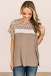 Loud & Clear Color Block Top- Taupe
