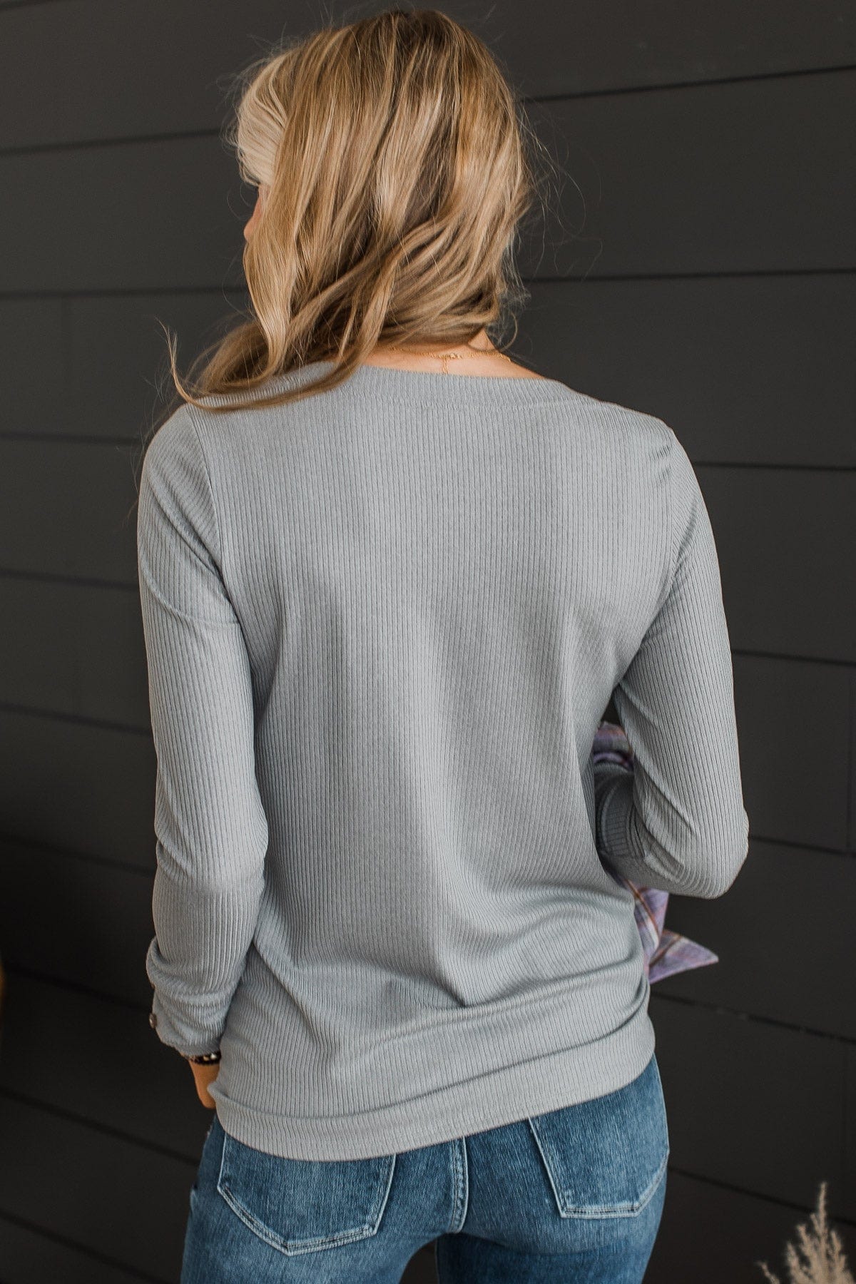 Caught Up In Love Knit Top- Grey