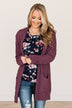 Take Another Look Popcorn Cardigan- Eggplant