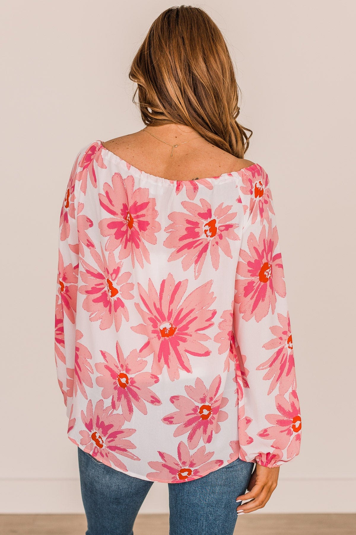 Full Of Hope Floral Blouse- Ivory & Pink