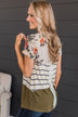 Perpetual Bliss Color Block Top- Ivory & Olive