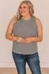Dropping Hints Striped Tank Top- Ivory & Black