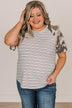 On A Mission Color Block Top- Ivory & Camo
