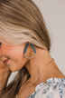 Whirling Emotions Beaded Teardrop Earrings- Gold & Navy