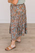 Like A Wildflower Floral Skirt- Grey & Rust