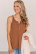 Catch You Later Striped Tank Top- Brown