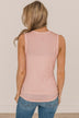 Such A Delight Button Tank Top- Dusty Pink