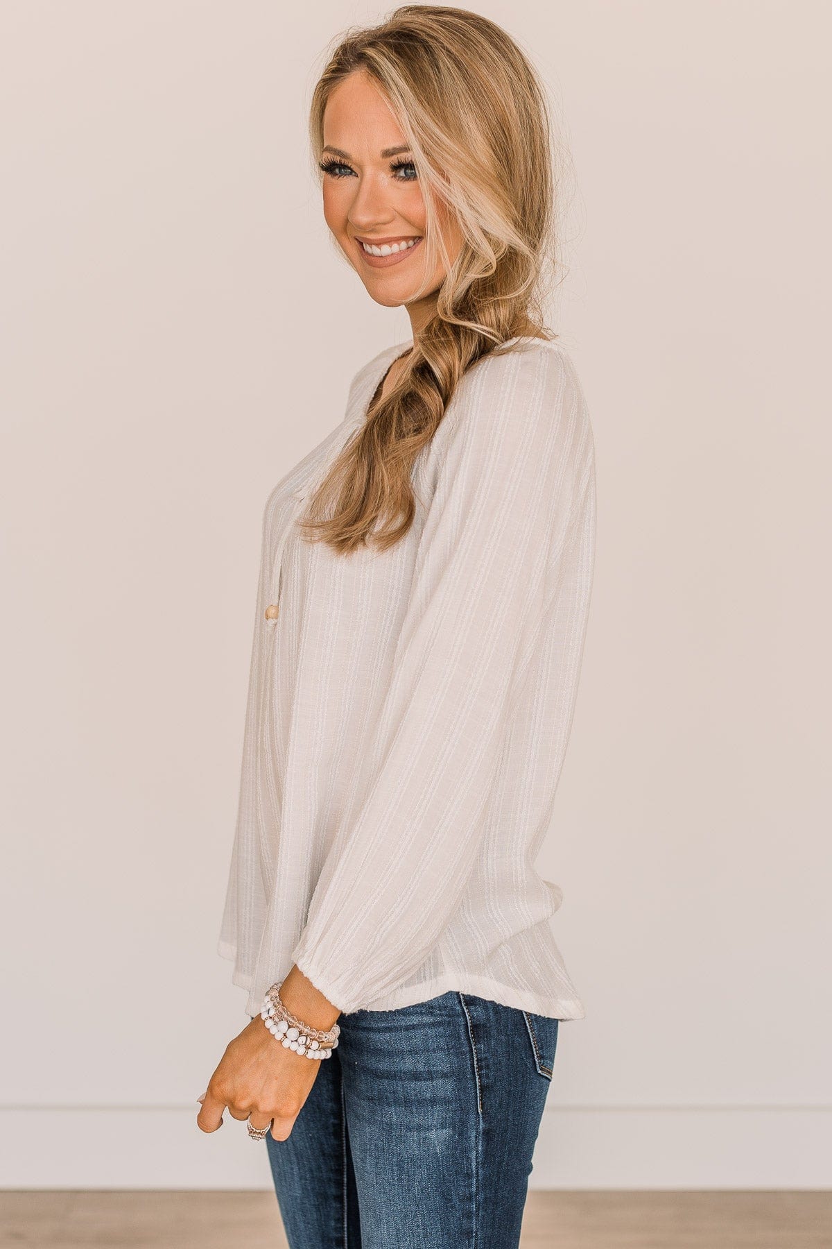 For The Record Striped Top- Ivory