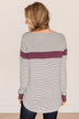Sweet In Stripes Color Block Top- Ivory & Plum
