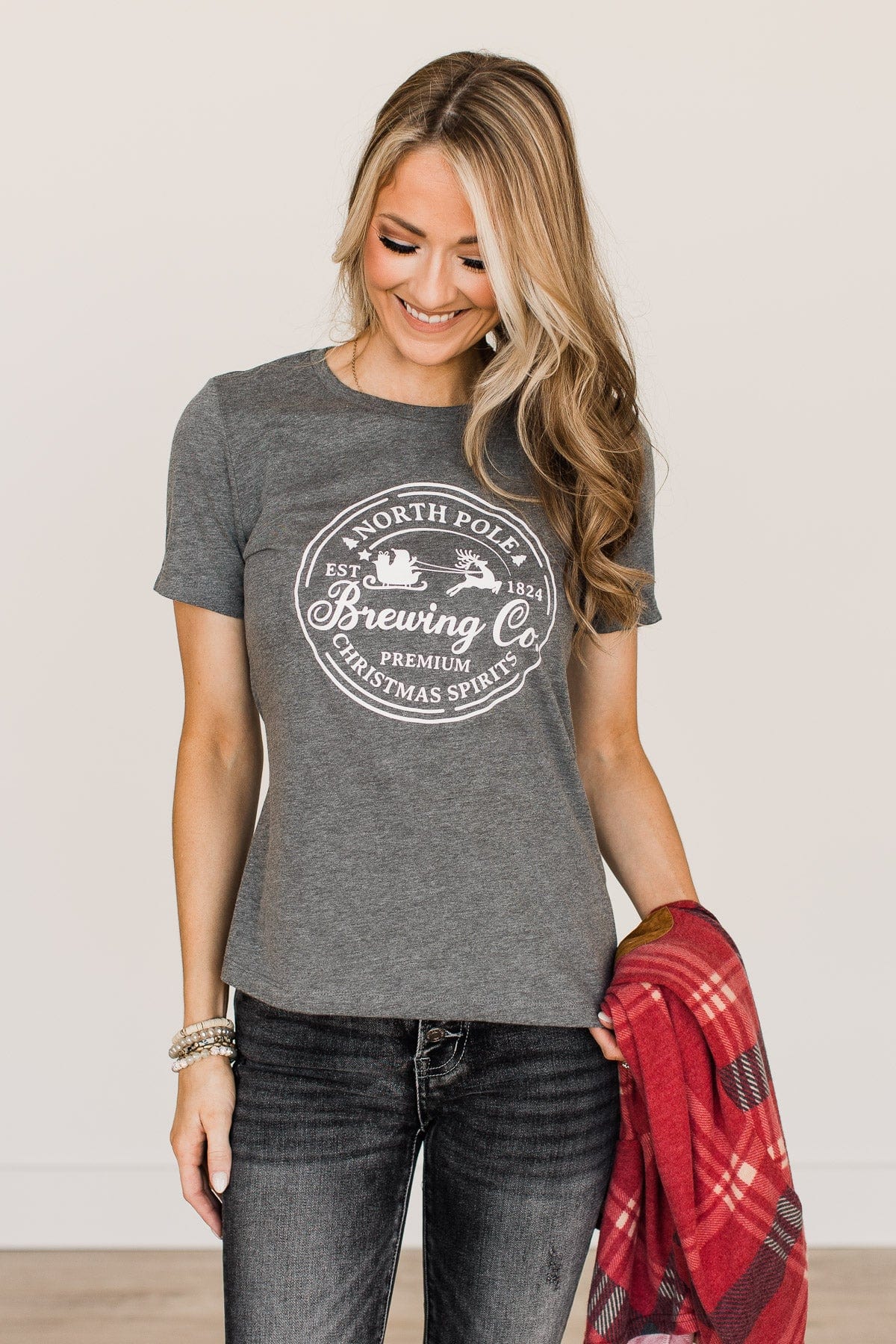 "North Pole Brewing Co" Graphic Tee- Grey