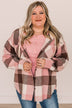 Just Can't Resist Hooded Plaid Top- Blush & Brown