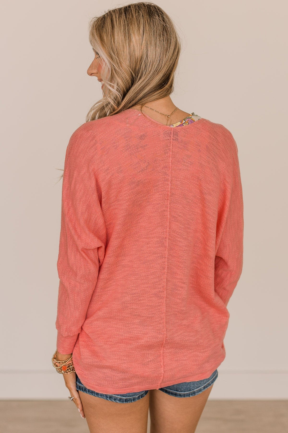 Heart Of Fire Open Front Knit Cardigan- Light Coral