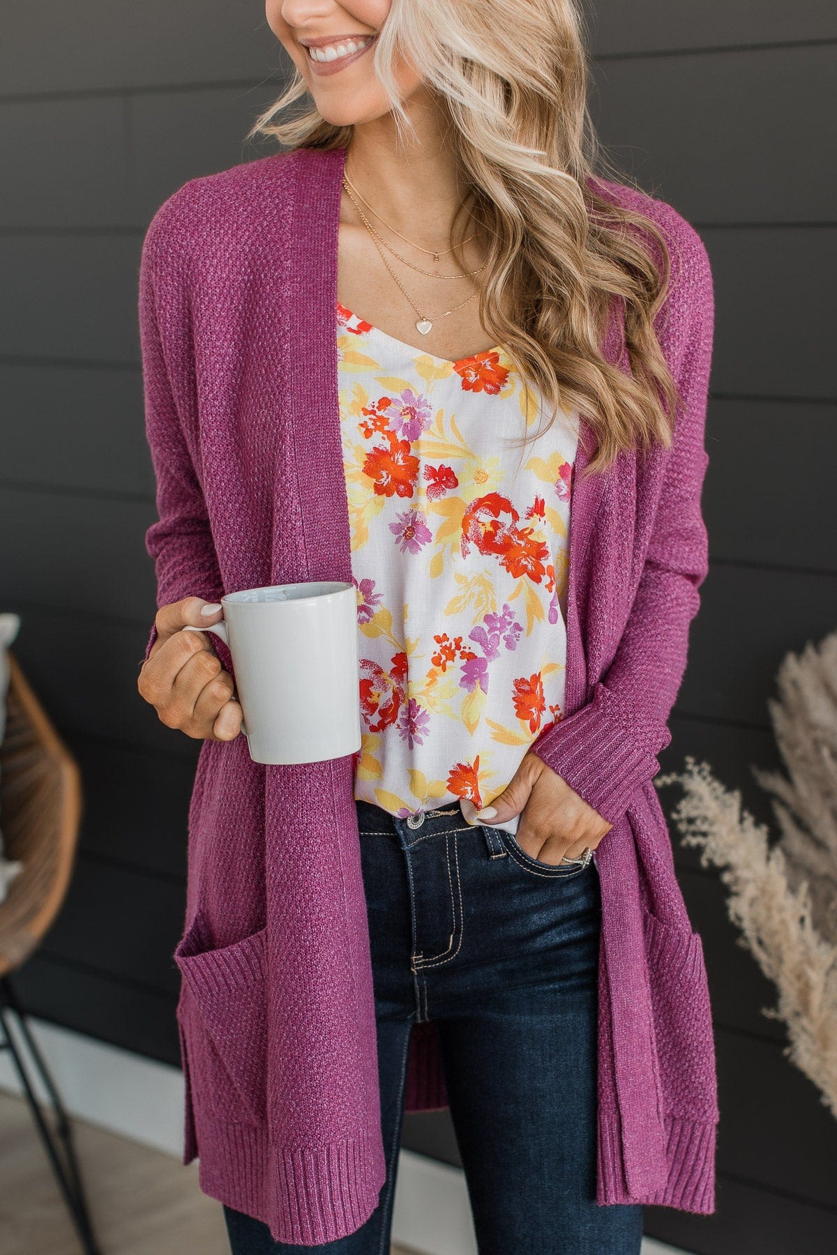 Berry coloured cardigan online