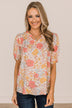 Full Of Happiness Floral Blouse- Cream & Pink
