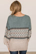 Easy To Believe Knit Sweater- Slate Blue & Cream