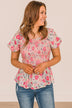 Blue Skies Ahead Floral Smocked Blouse- Pink & Mint